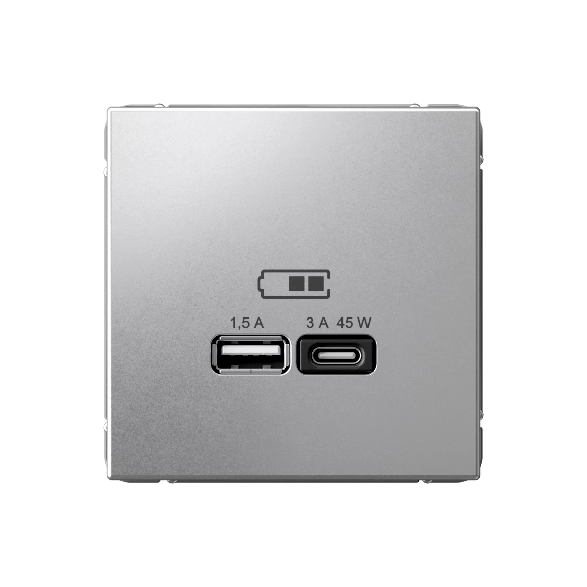  артикул GAL000329 название Розетка двойная для быcтрой зарядки USB, Тип А+С, 45Вт , Алюминий, серия Art Gallery, Schneider Electric
