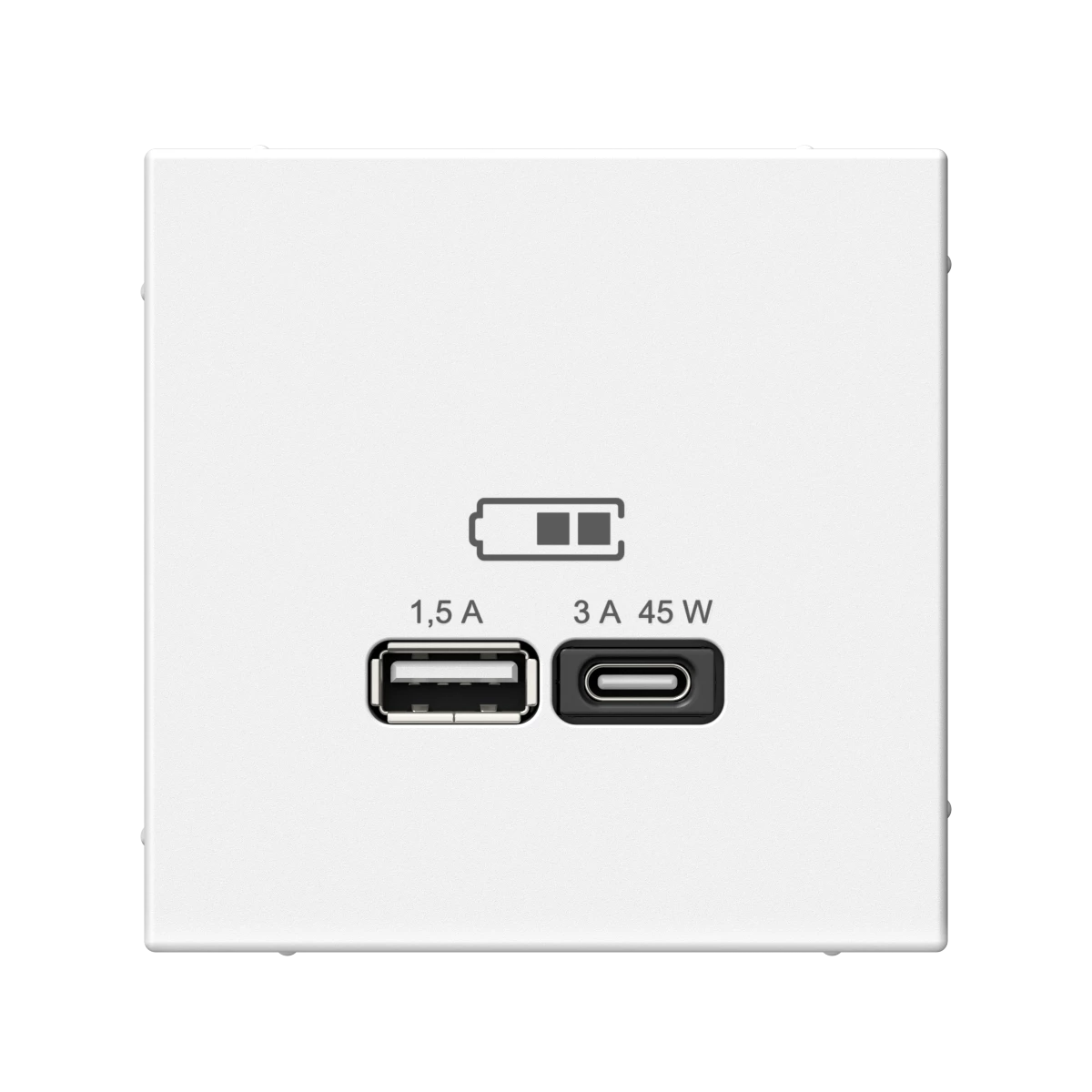  артикул GAL001329 название Розетка двойная для быcтрой зарядки USB, Тип А+С, 45Вт , Белый лотос, серия Art Gallery, Schneider Electric