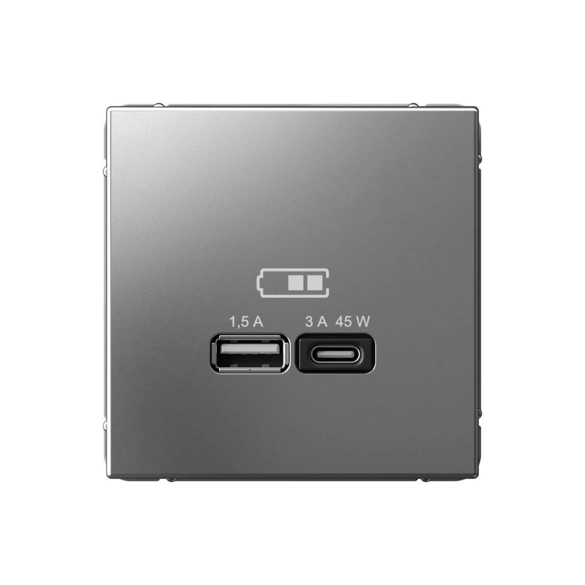  артикул GAL000929 название Розетка двойная для быcтрой зарядки USB, Тип А+С, 45Вт , Сталь, серия Art Gallery, Schneider Electric