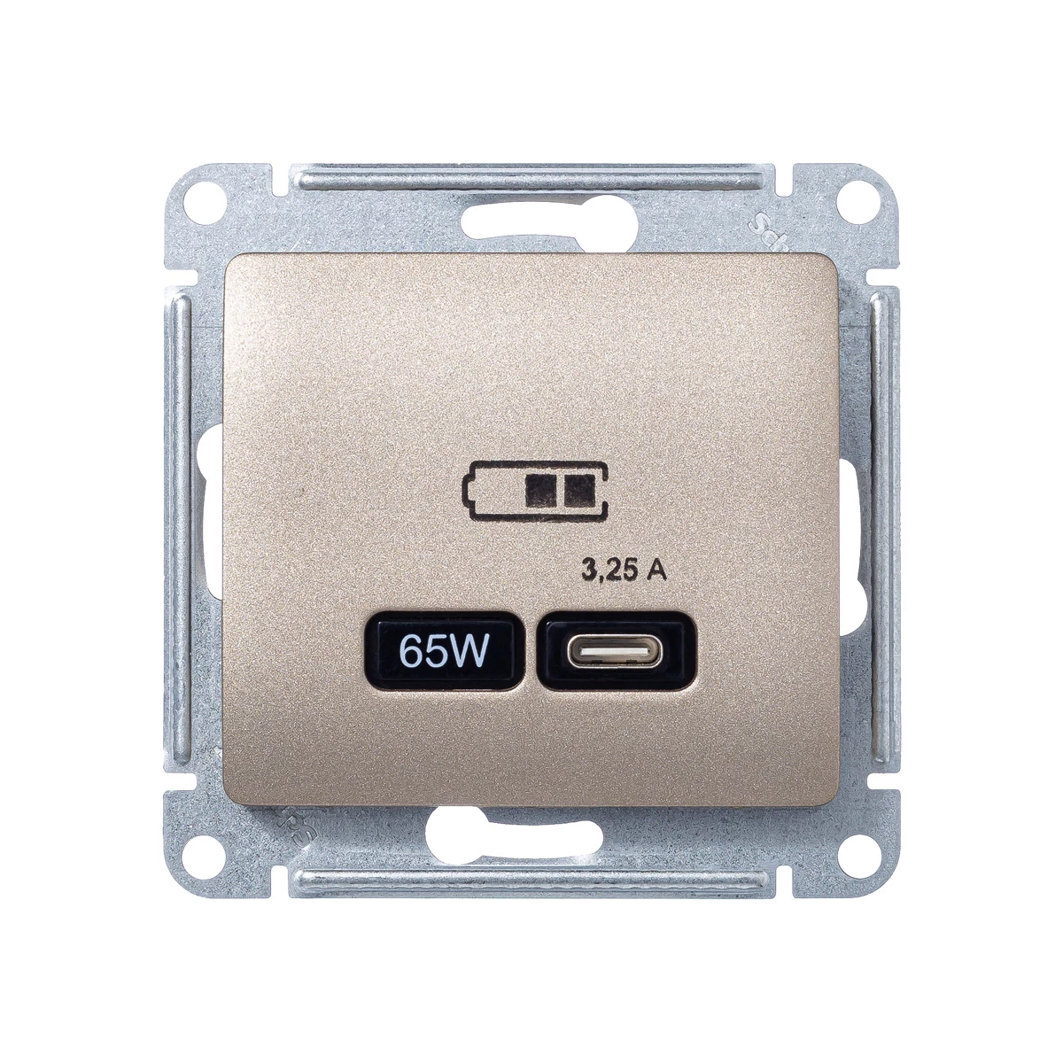  артикул GSL000427 название Розетка для быcтрой зарядки USB, Тип С, 65Вт , Титан, серия Glossa, Schneider Electric