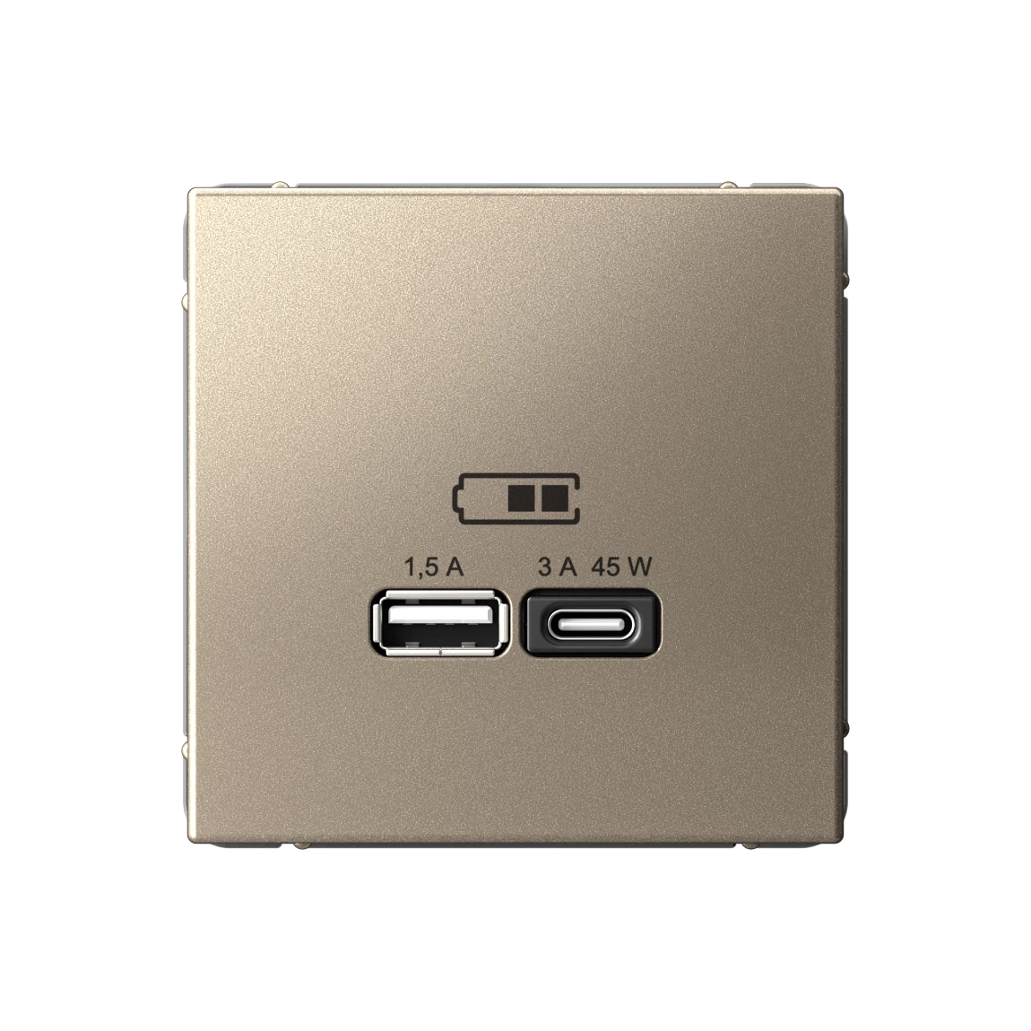  артикул GAL000529 название Розетка двойная для быcтрой зарядки USB, Тип А+С, 45Вт , Шампань, серия Art Gallery, Schneider Electric