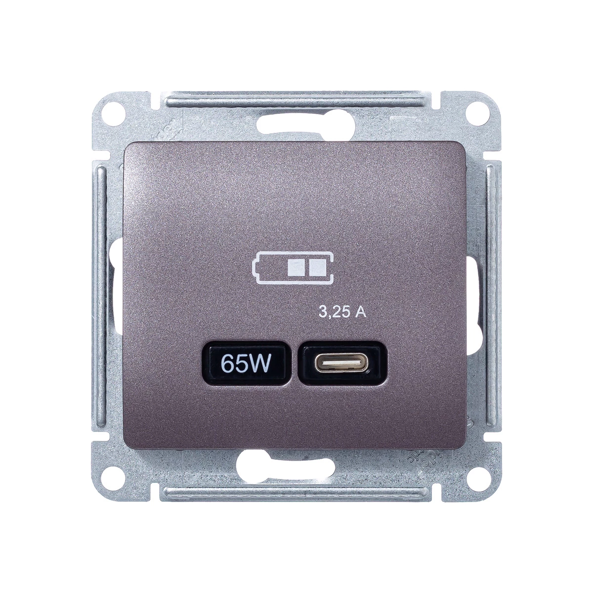  артикул GSL001427 название Розетка для быcтрой зарядки USB, Тип С, 65Вт , Сиреневый туман, серия Glossa, Schneider Electric
