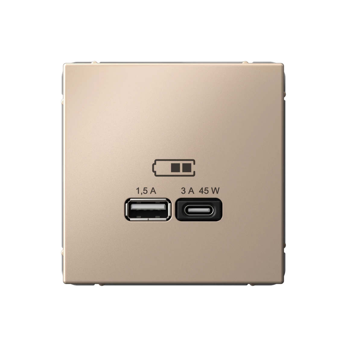  артикул GAL001229 название Розетка двойная для быcтрой зарядки USB, Тип А+С, 45Вт , Песочный, серия Art Gallery, Schneider Electric