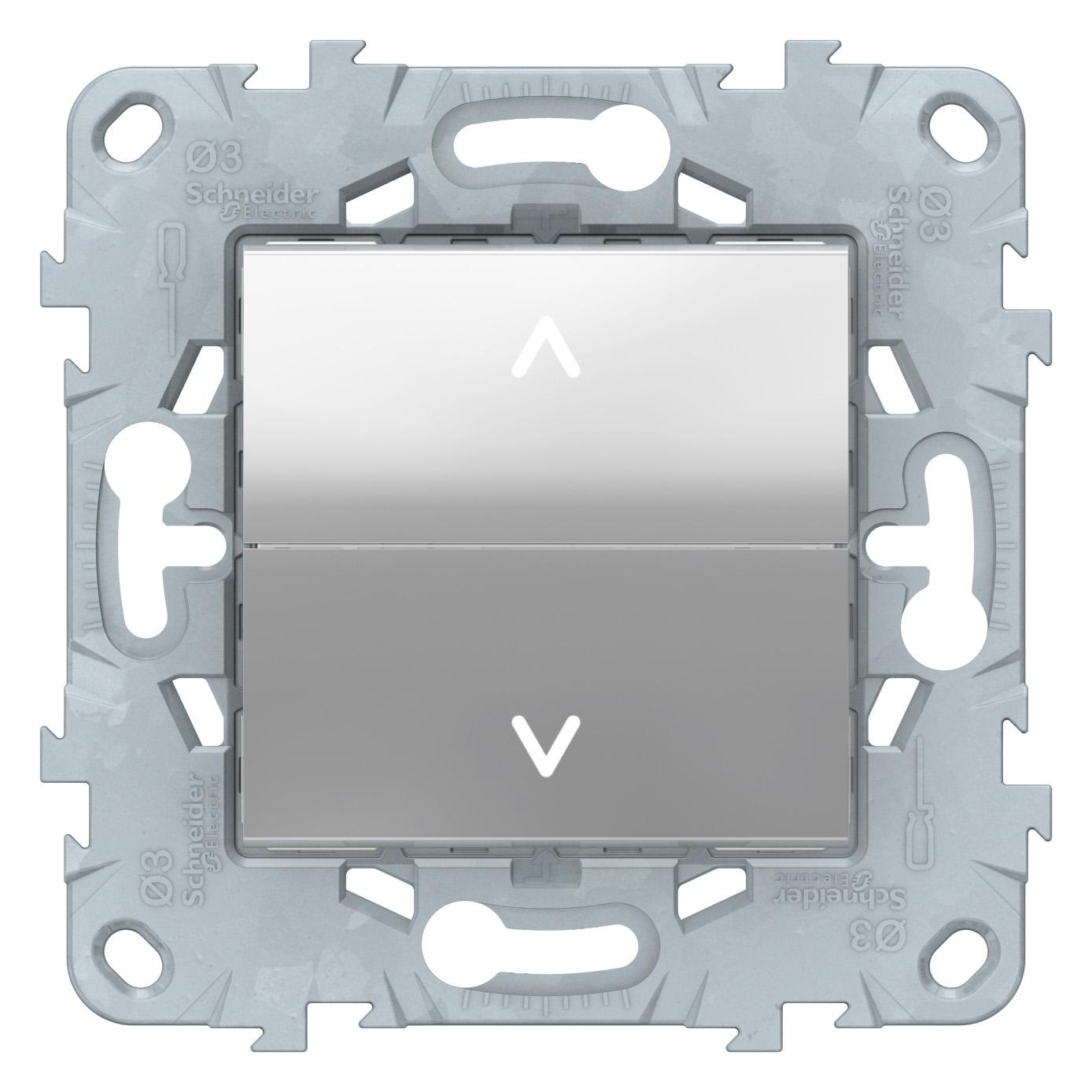 Выключатель для жалюзи (рольставней) кнопочный , Алюминий, серия Unica New, Schneider Electric артикул NU520730
