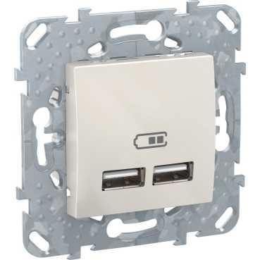  артикул MGU5.418.25ZD название Зарядное устройство USB с двумя выходами 2100 мА , Бежевый, серия Unica, Schneider Electric