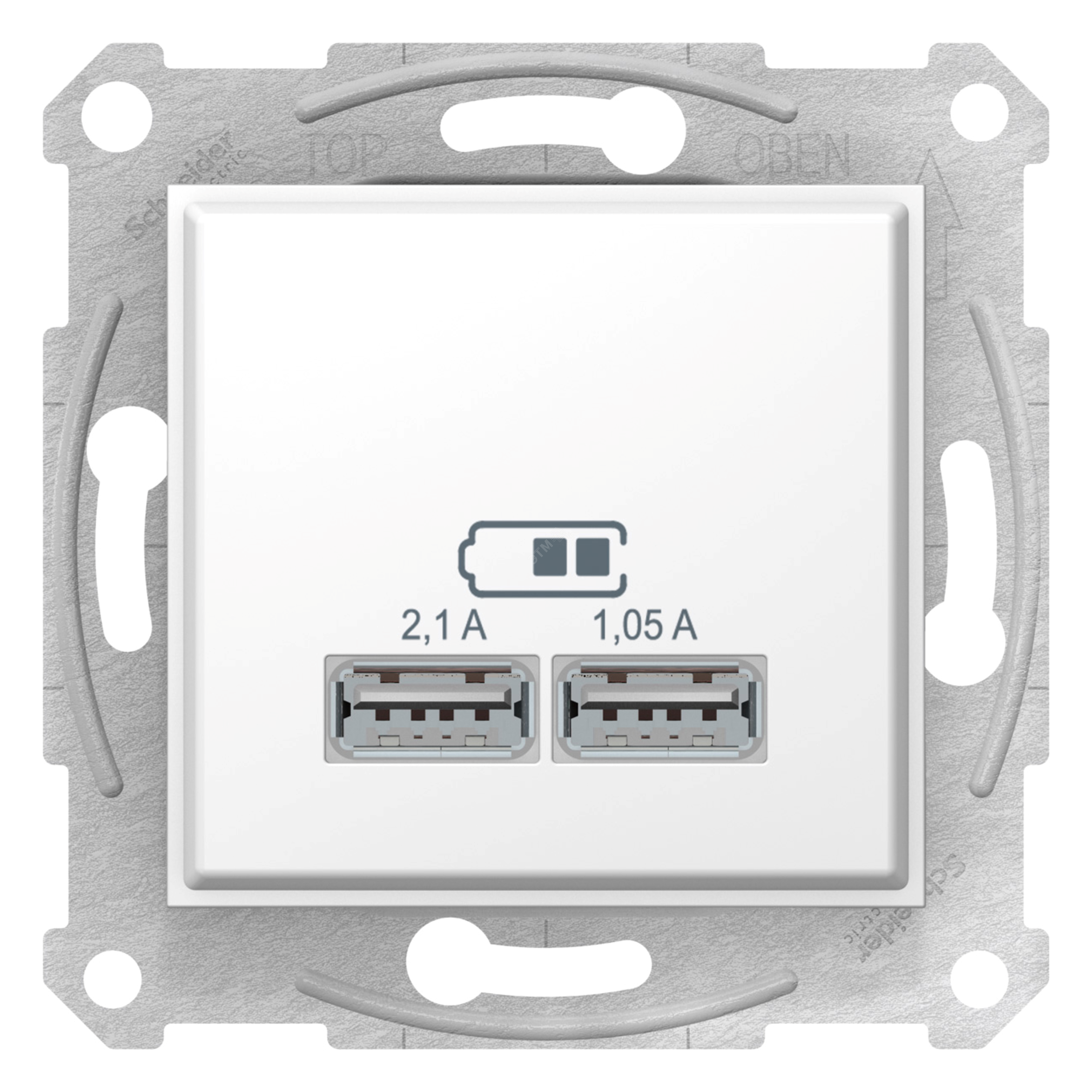 Зарядное устройство USB с двумя выходами 2100 мА , Белый, серия Sedna, Schneider Electric артикул SDN2710221