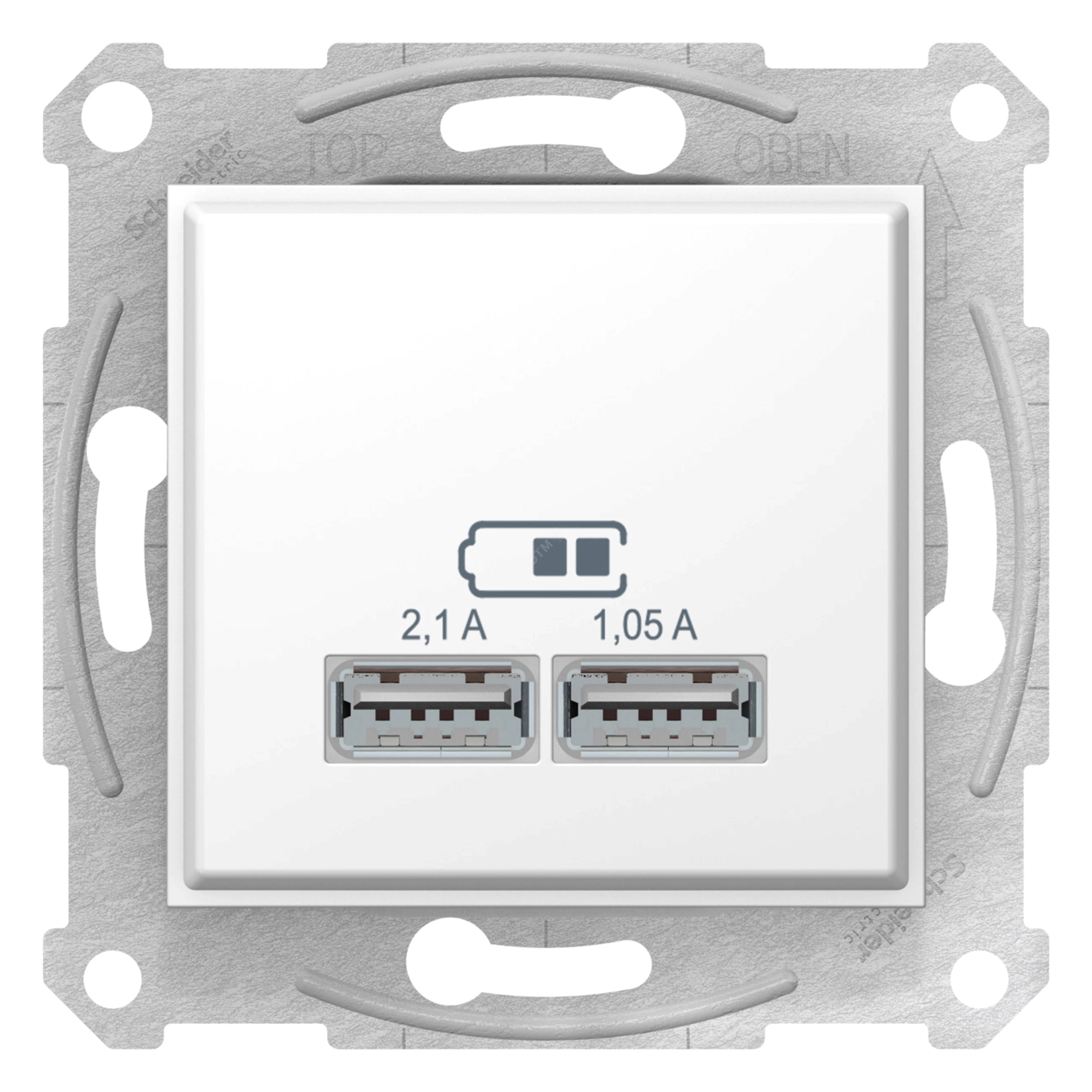 артикул SDN2710221 название Зарядное устройство USB с двумя выходами 2100 мА , Белый, серия Sedna, Schneider Electric
