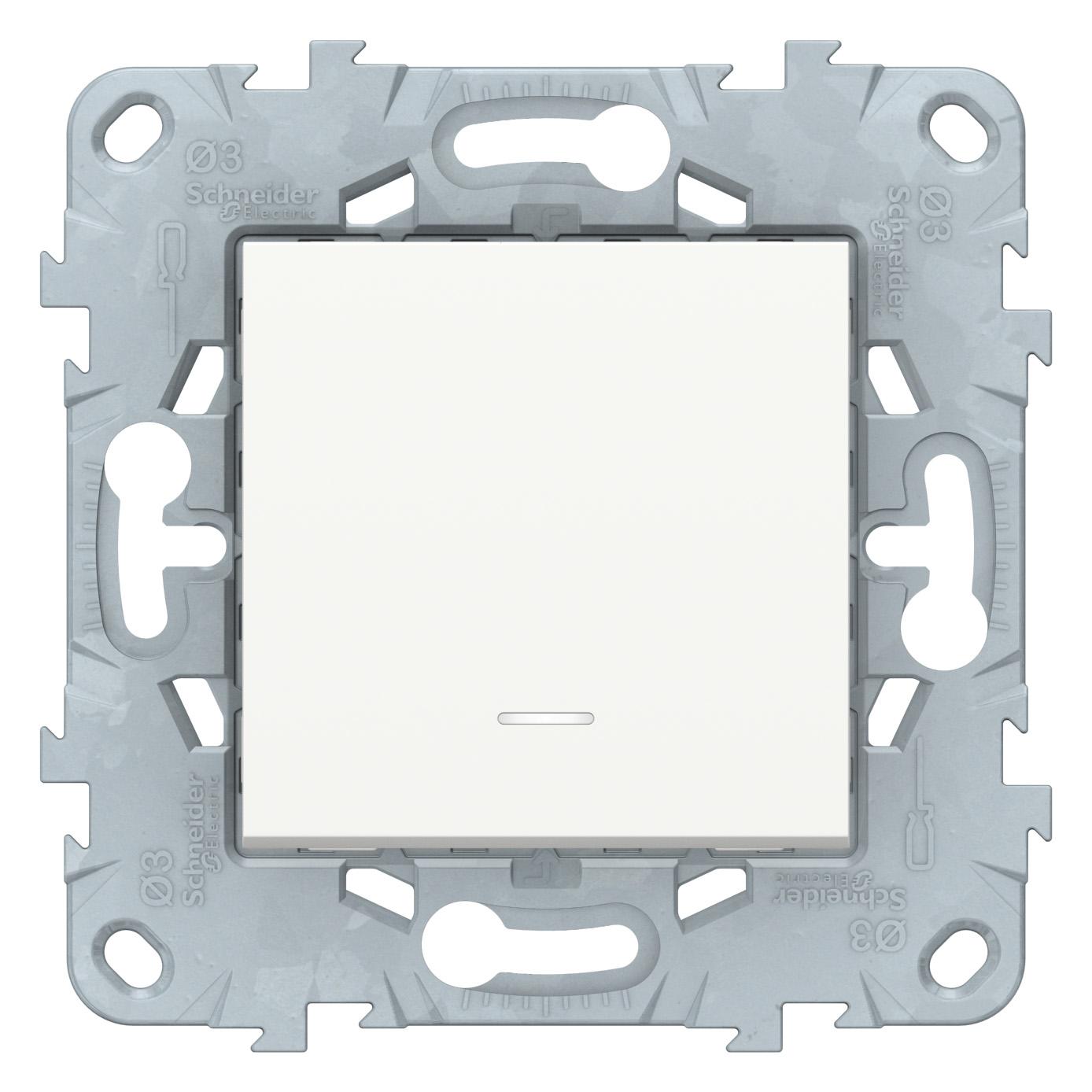 Выключатель 1-кл. с подсветкой , Белый, серия Unica New, Schneider Electric артикул NU520118N