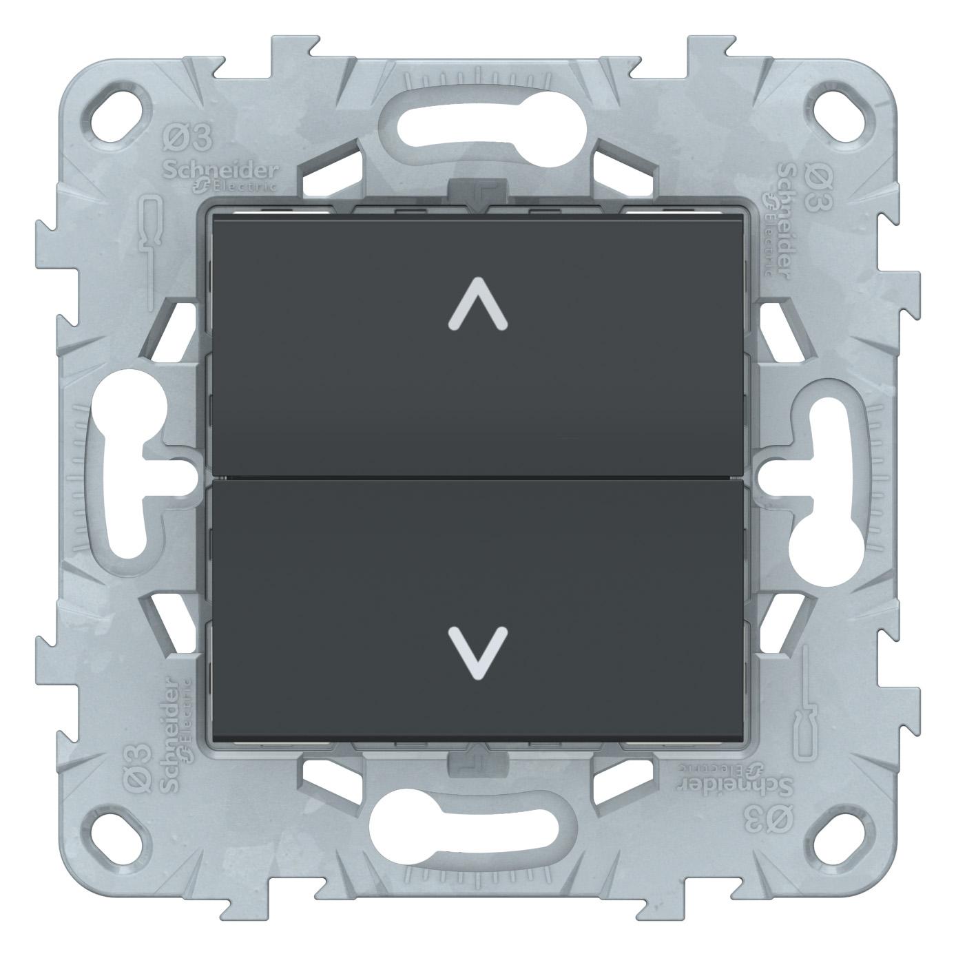 Выключатель для жалюзи (рольставней) кнопочный , Антрацит, серия Unica New, Schneider Electric артикул NU520754