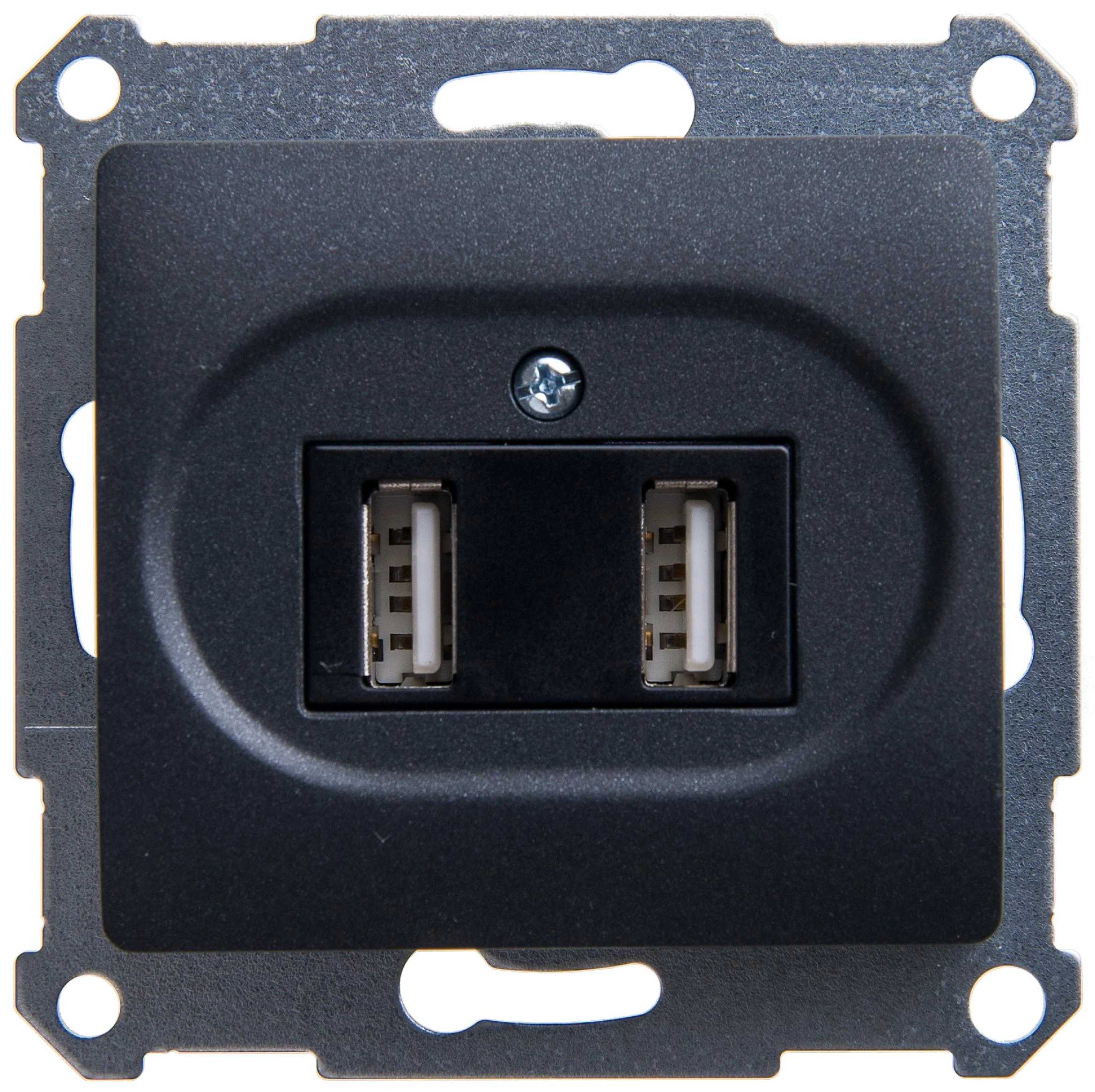  артикул GSL000733 название Зарядное устройство USB с двумя выходами 2100 мА , Антрацит, серия Glossa, Schneider Electric