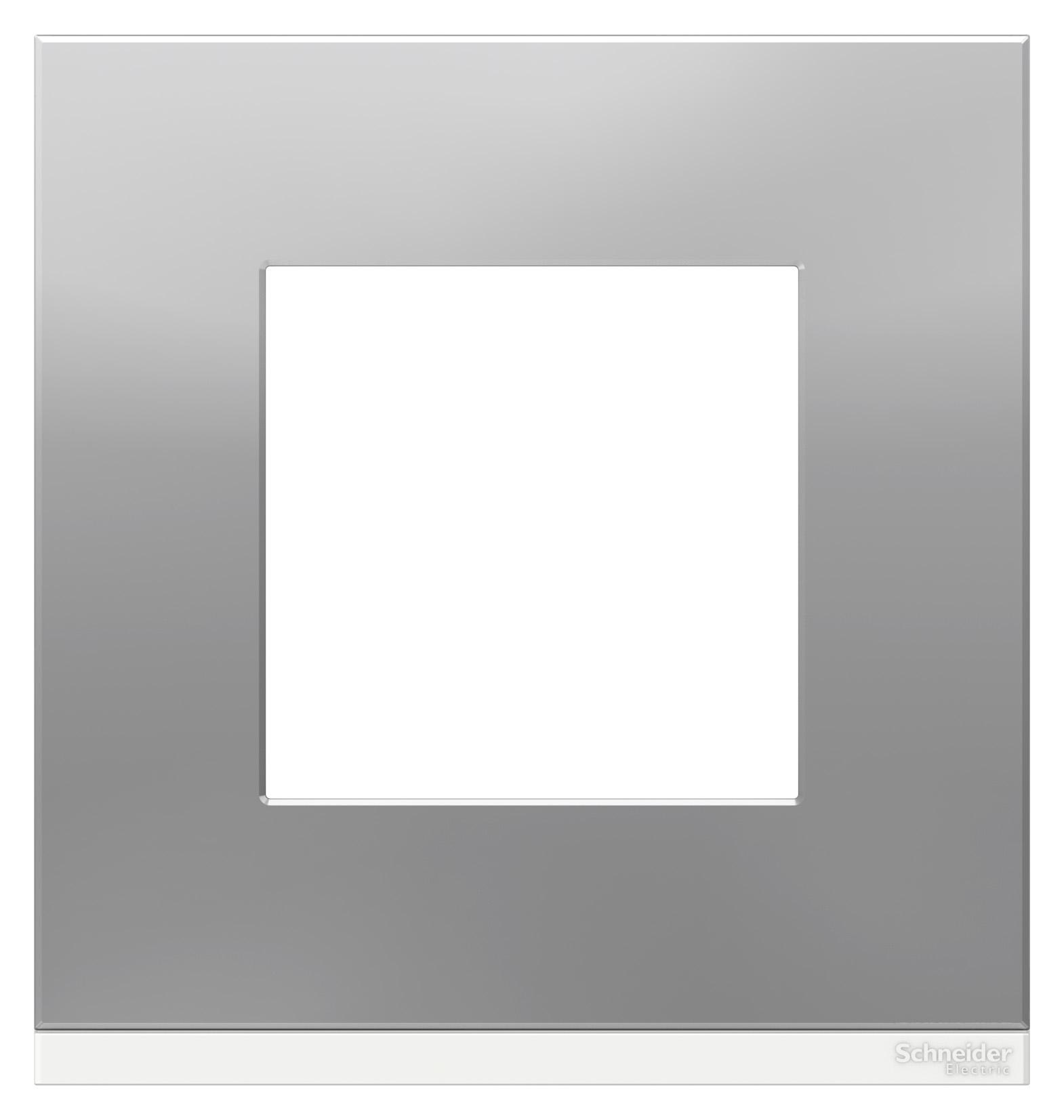 Рамка одинарная, Алюминий матовый/Белый, серия Unica Pure, Schneider Electric артикул NU600280