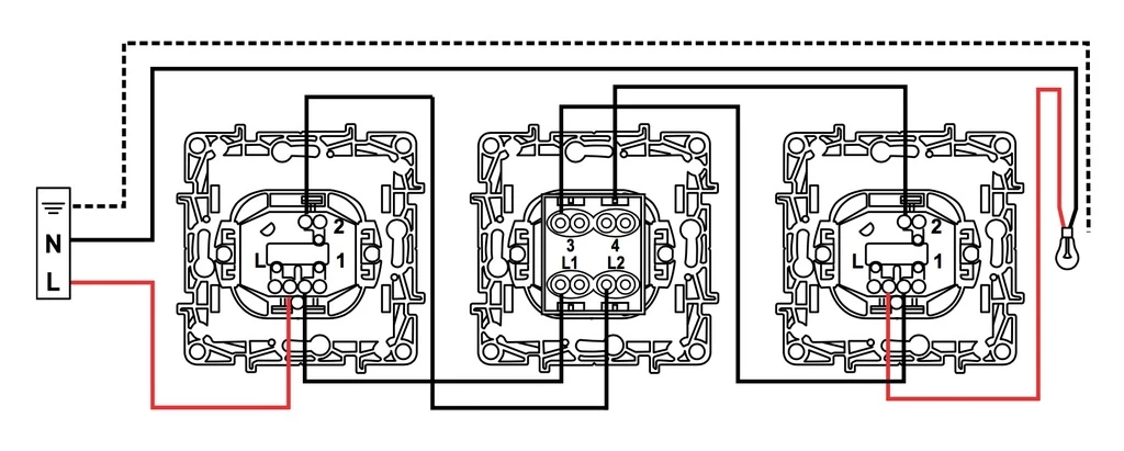 Схема подключения двухклавишного проходного выключателя - 90 фото