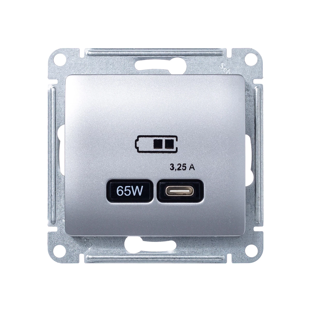  артикул GSL000327 название Розетка для быcтрой зарядки USB, Тип С, 65Вт , Алюминий, серия Glossa, Schneider Electric